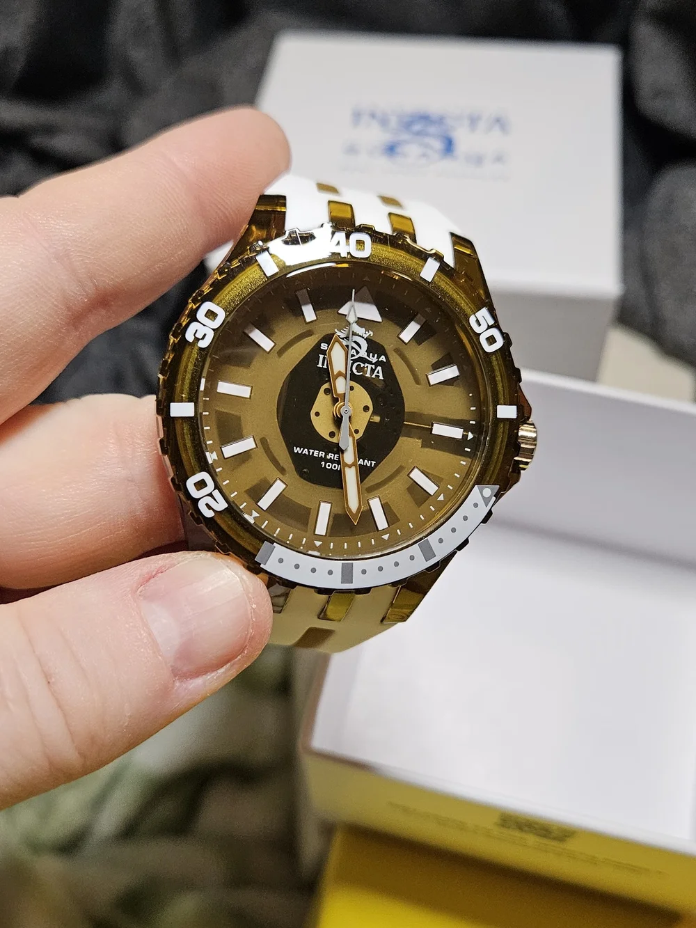 Invicta Subaqua Brown and White Transparent Dive-Style Watch